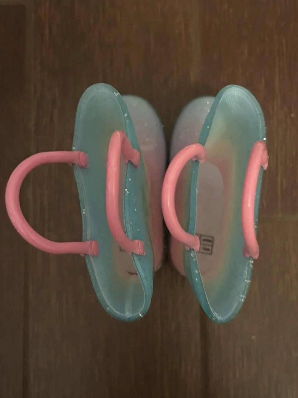 Kids Light Up Ombre Glitter Rain Boots with Pink Handles